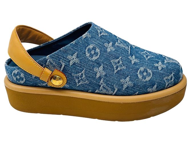Louis Vuitton Blaue Monogram Denim Aspen Plattform Clogs - Ansicht 2