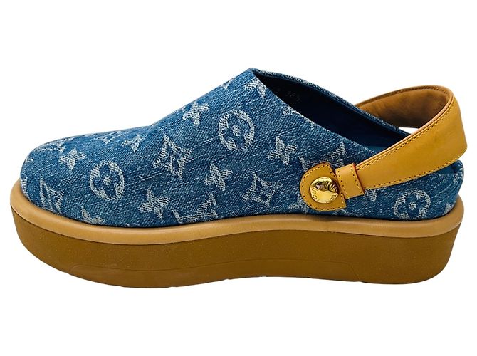 Louis Vuitton Blaue Monogram Denim Aspen Plattform Clogs - Ansicht 3