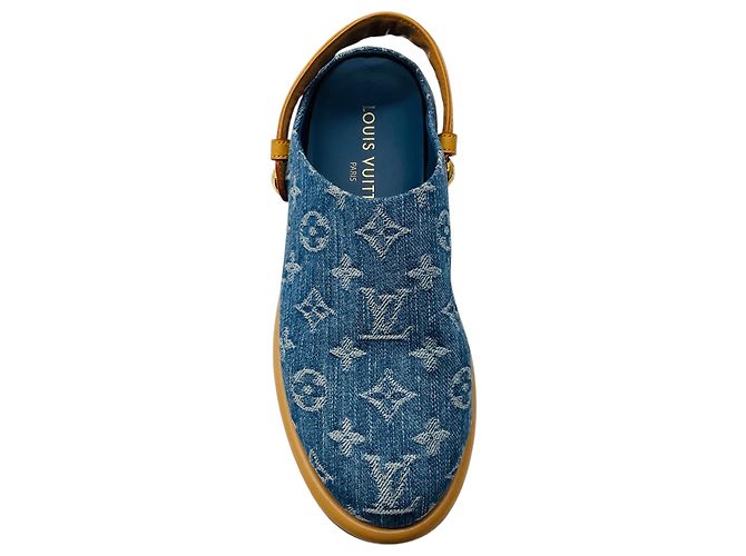 Louis Vuitton Blaue Monogram Denim Aspen Plattform Clogs - Ansicht 4