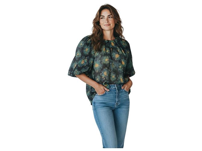 Blusa Marseille in Crinkle Lazuli Blu / Oro di Ulla Johnson Blu navy - vista 5