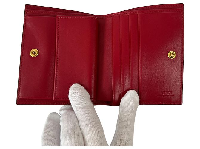 Fendi Leder Geldbörse im Querformat Rot - Ansicht 8