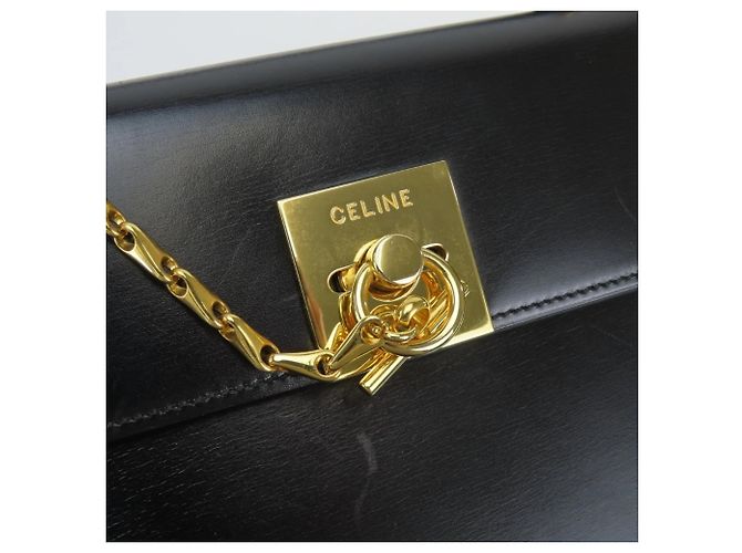 Céline Borsa in pelle nera Gancini di Celine Nero - vista 11