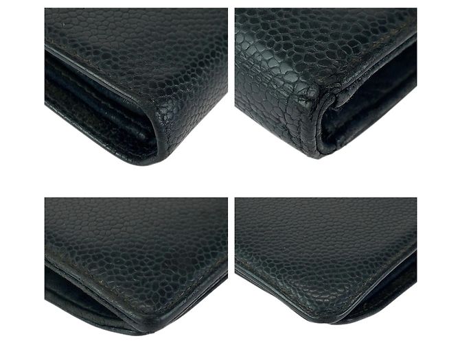Chanel Vintage Coco Mark Clasp Black Leather Long Wallet - view 3