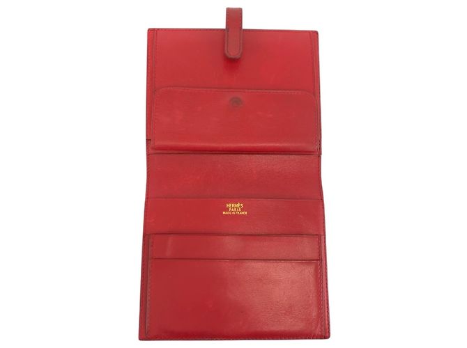 Hermès HERMES Saumur Red Leather Folding Wallet - view 6