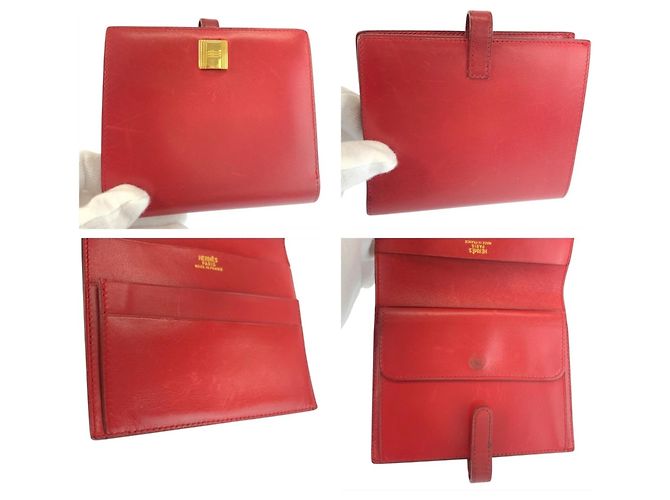 Hermès HERMES Saumur Red Leather Folding Wallet - view 7