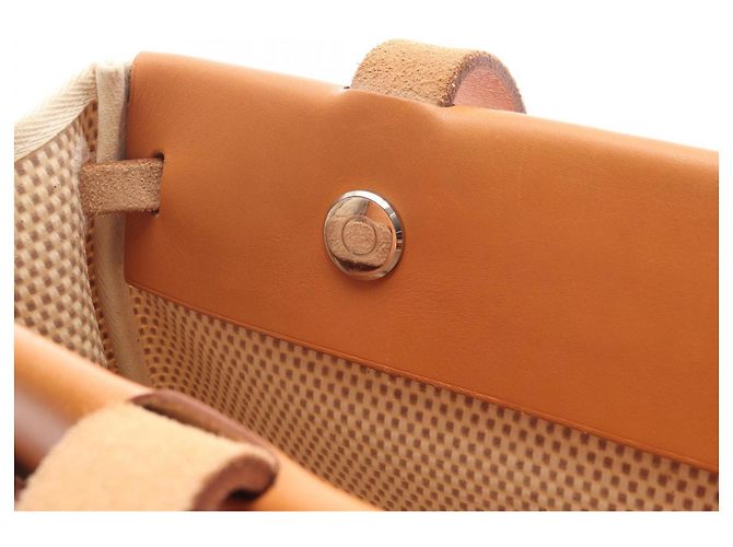 Hermès Herbag Cabas PM Tote Bag Braun Beige Roh - Ansicht 11