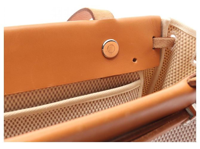 Hermès Herbag Cabas PM Tote Bag Braun Beige Roh - Ansicht 12