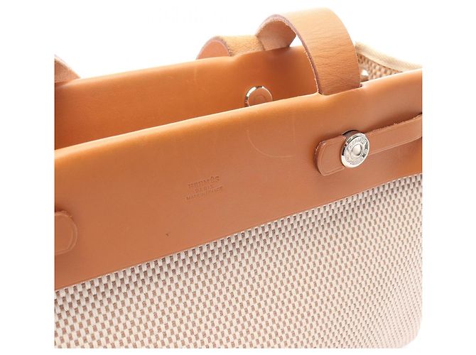 Hermès Herbag Cabas PM Tote Bag Braun Beige Roh - Ansicht 14