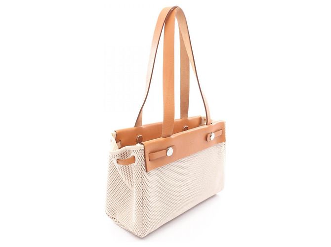Hermès Herbag Cabas PM Tote Bag Braun Beige Roh - Ansicht 2