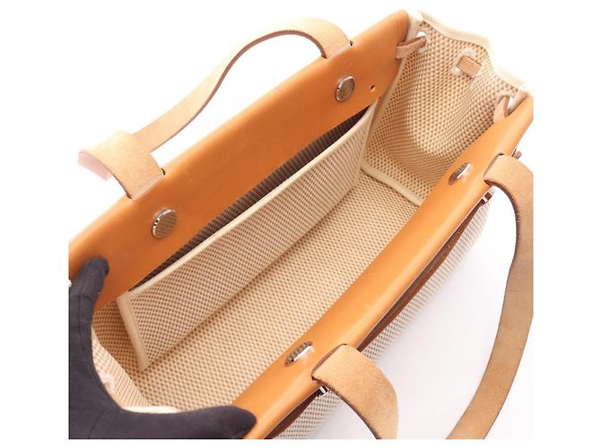 Hermès Herbag Cabas PM Tote Bag Braun Beige Roh - Ansicht 3