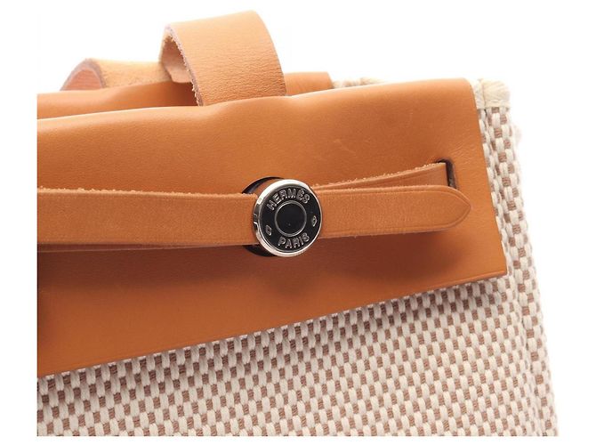 Hermès Herbag Cabas PM Tote Bag Braun Beige Roh - Ansicht 8