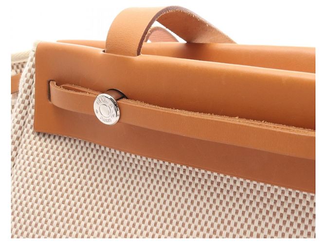 Hermès Herbag Cabas PM Tote Bag Braun Beige Roh - Ansicht 9