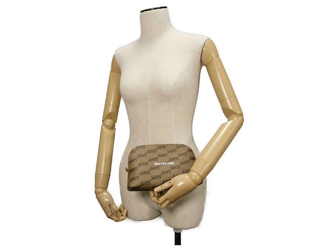 Borsa Clutch Monogramma BB Balenciaga Marrone Beige - vista 15