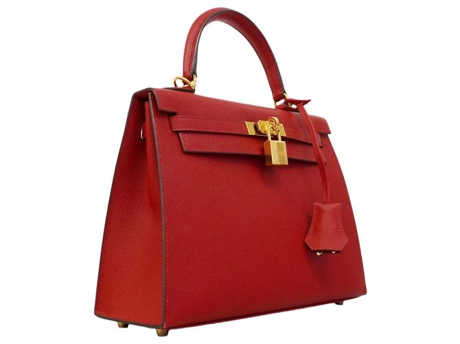 Borsa Hermès Kelly 25 in Rouge Casaque Rosso - vista 2