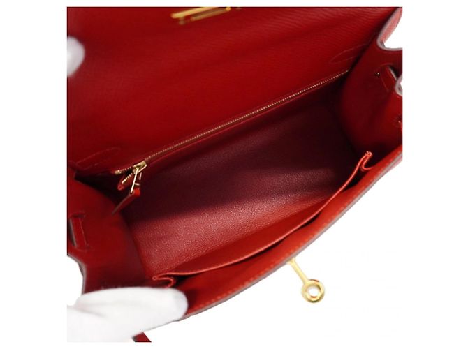 Borsa Hermès Kelly 25 in Rouge Casaque Rosso - vista 4