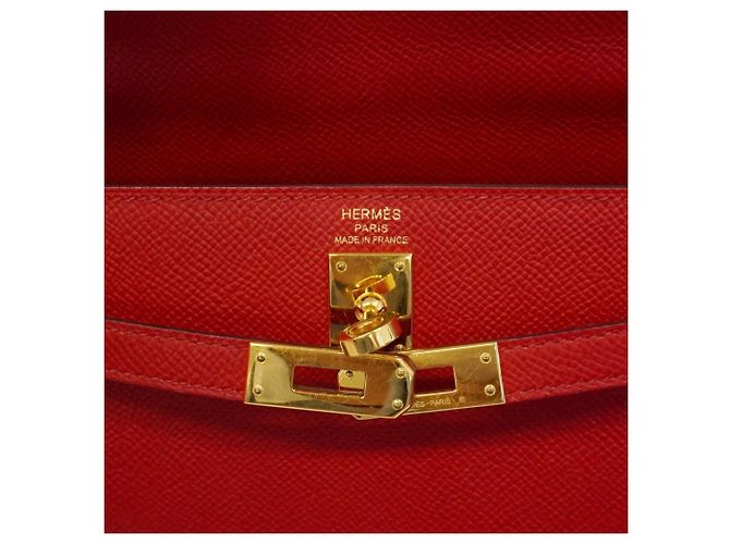 Borsa Hermès Kelly 25 in Rouge Casaque Rosso - vista 5