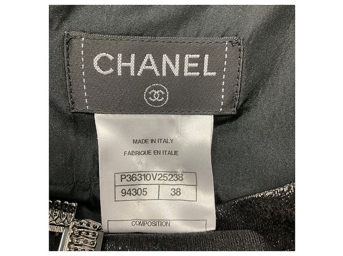 Saia de lã e nylon com fivela adornada com strass Chanel preta 2009 Preto - vista 3