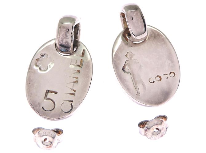 Orecchini Chanel Clover No. 5 per donne, in argento sterlingo 925 - vista 4