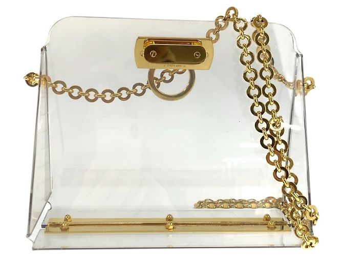 Borsa a spalla Salvatore Ferragamo Gancini con hardware dorato trasparente - vista 2