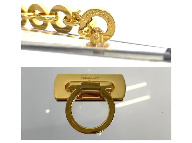 Borsa a spalla Salvatore Ferragamo Gancini con hardware dorato trasparente - vista 4