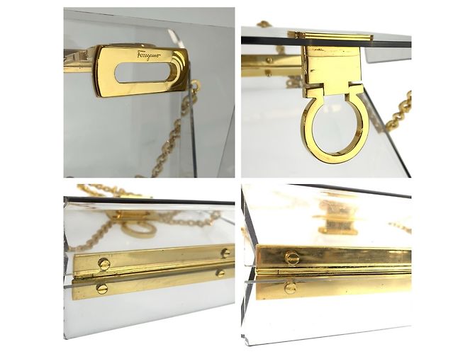 Borsa a spalla Salvatore Ferragamo Gancini con hardware dorato trasparente - vista 5