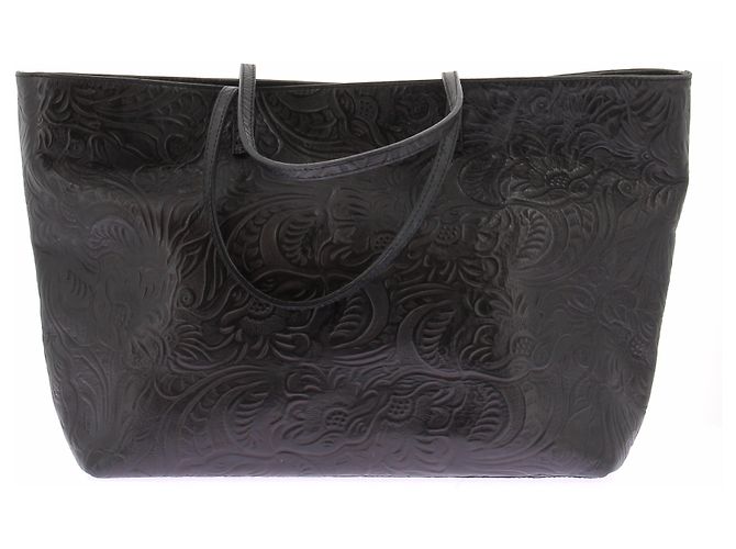 Fendi Handtasche aus schwarzem gemustertem Leder - Ansicht 2
