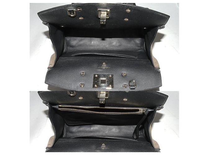 Borsa 2 in 1 Calf Studio Salvatore Ferragamo 21H159 Nero Beige Grigio Cachi - vista 4
