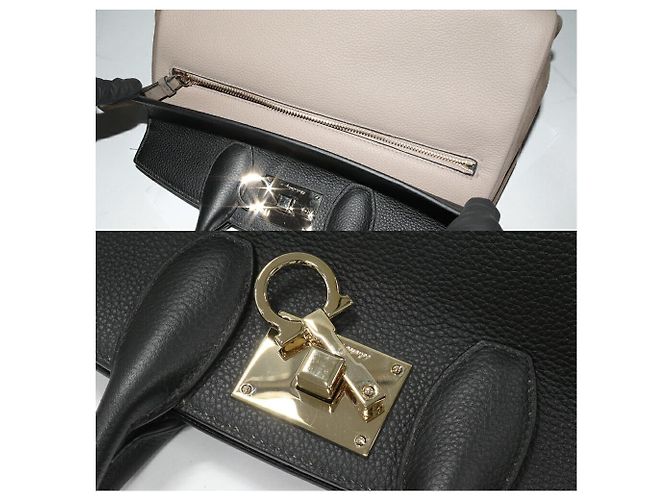 Borsa 2 in 1 Calf Studio Salvatore Ferragamo 21H159 Nero Beige Grigio Cachi - vista 6
