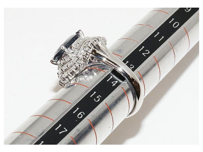 Autre Marque Pt900 Saphir-Diamant-Ring Blau - Ansicht 2