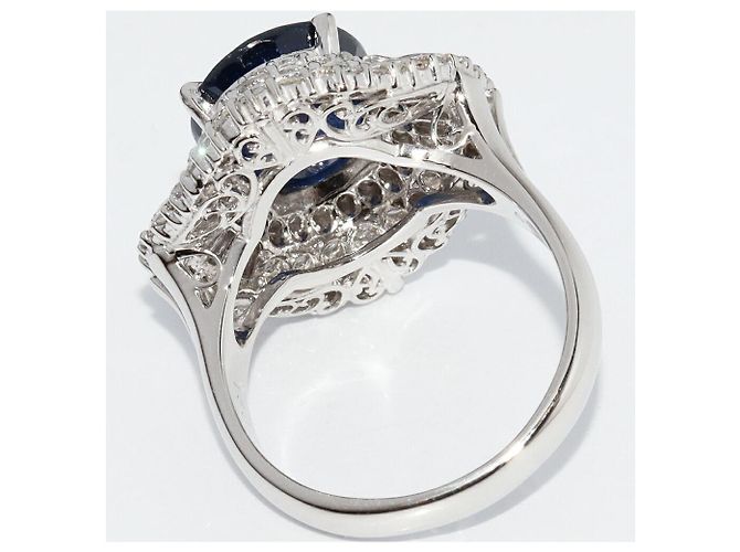 Autre Marque Pt900 Saphir-Diamant-Ring Blau - Ansicht 4