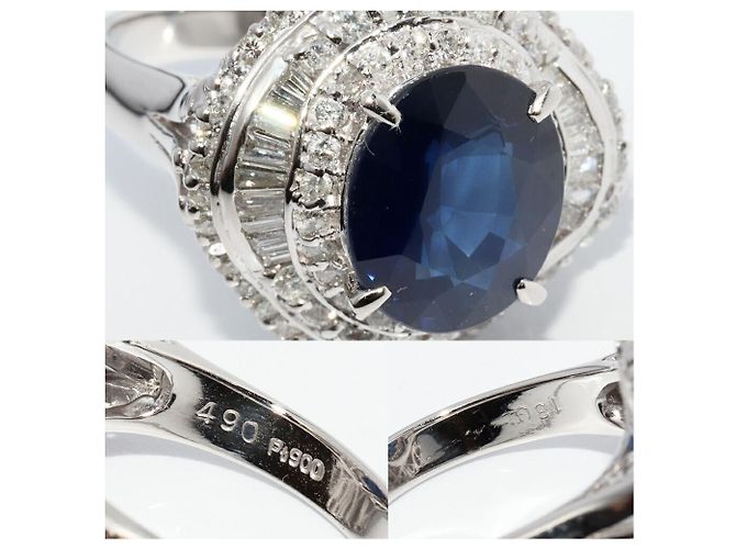 Autre Marque Pt900 Saphir-Diamant-Ring Blau - Ansicht 5