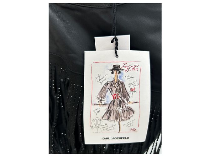 Karl Lagerfeld Kleid mit Fransen Schwarz - Ansicht 7