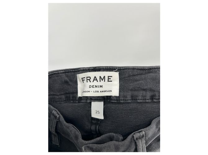 Jeans Frame Denim Gris Oscuro Desgastados - vista 3