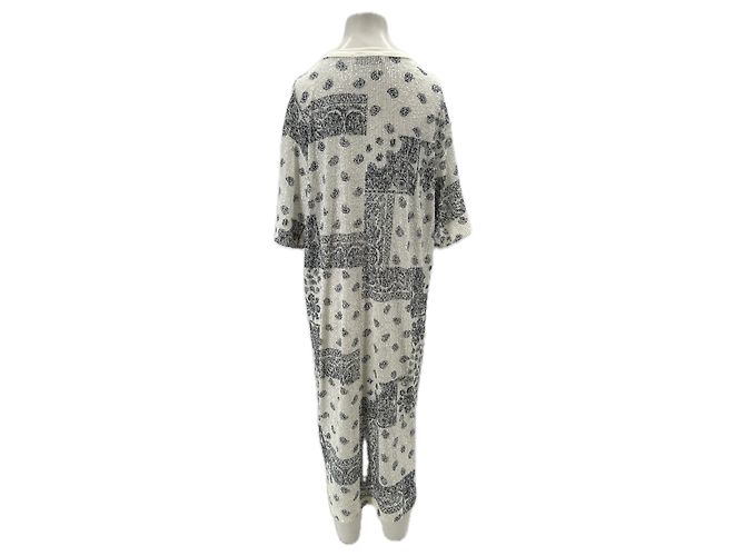 Autre Marque Robe à sequins imprimé bandana blanc et bleu White - view 2