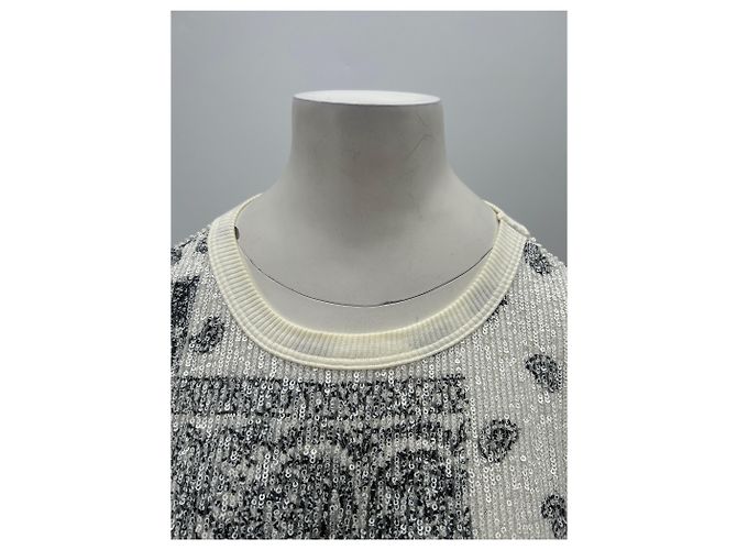 Autre Marque Robe à sequins imprimé bandana blanc et bleu White - view 5