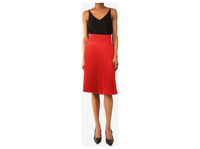 Prada Falda midi plisada roja - talla UK 8 - vista 2