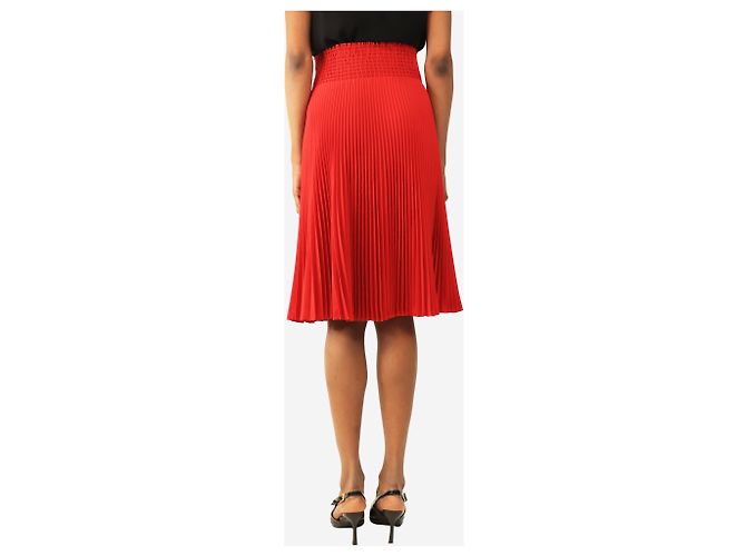 Prada Falda midi plisada roja - talla UK 8 - vista 3