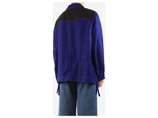 Loewe Leinenmischjacke mit Anagram-Patch in Blau - Größe UK 10 - Ansicht 2
