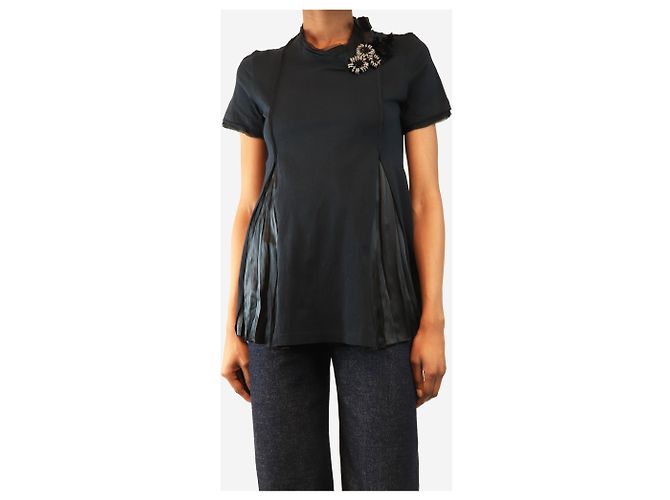 Prada Tiefmarine verziertes Bluse - Größe S Marineblau - Ansicht 3