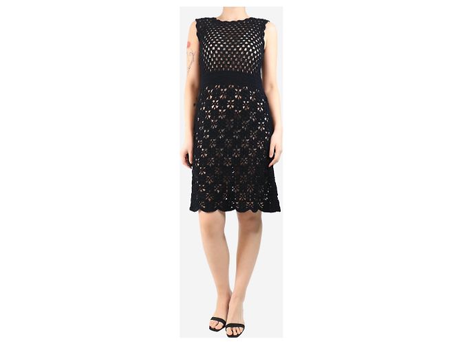 Prada Schwarzes Häkel-Midi-Kleid - Größe UK 10 - Ansicht 3