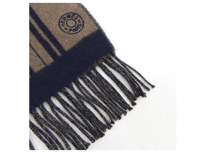Cashmere-Schal von Hermès Braun Marineblau - Ansicht 2