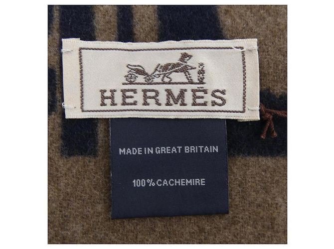 Cashmere-Schal von Hermès Braun Marineblau - Ansicht 3