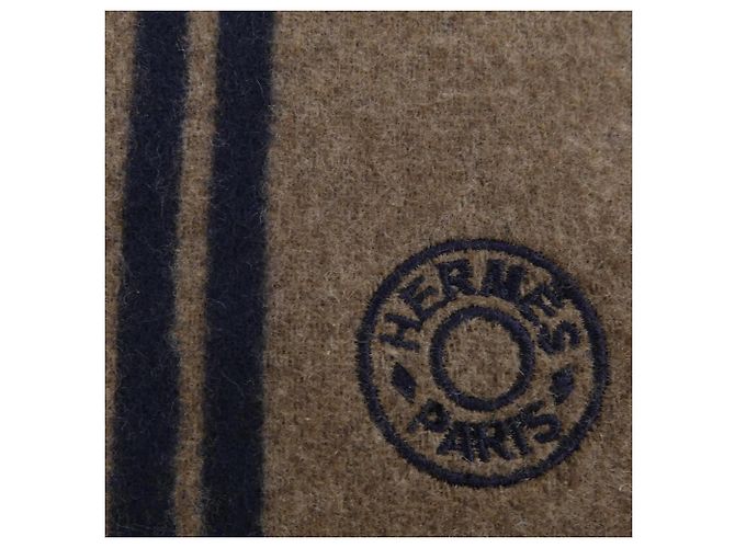 Cashmere-Schal von Hermès Braun Marineblau - Ansicht 4