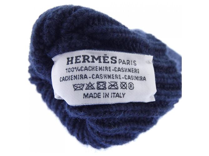Guanti caldi in cashmere Hermès Blu navy - vista 3