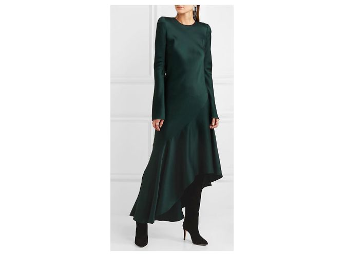 Haider Ackermann Haider Ackerman grünes Satin-Langarmkleid Dunkelgrün - Ansicht 9
