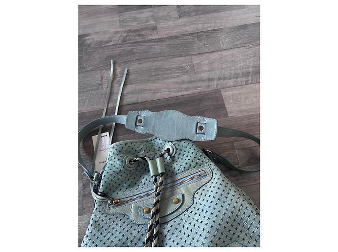 Borsa a secchiello Motocross Pompon in pelle di Balenciaga Blu - vista 10