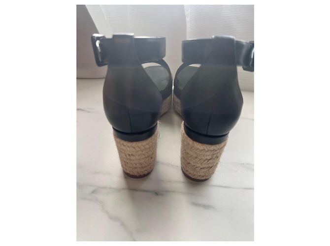 Sandali con zeppa Hermès Elda in pelle nera Nero - vista 3