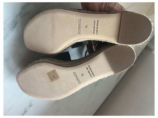 Sandali con zeppa Hermès Elda in pelle nera Nero - vista 8