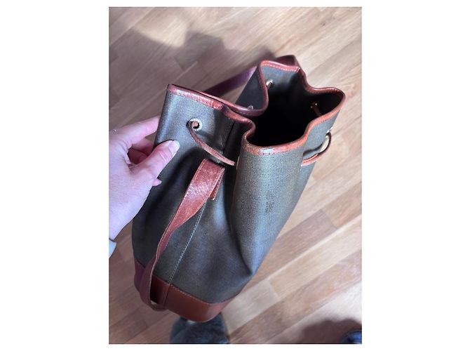Mon Tresor Borsa a secchiello Fendi Mon Trésor in Tela e Pelle Marrone Grigio - vista 15