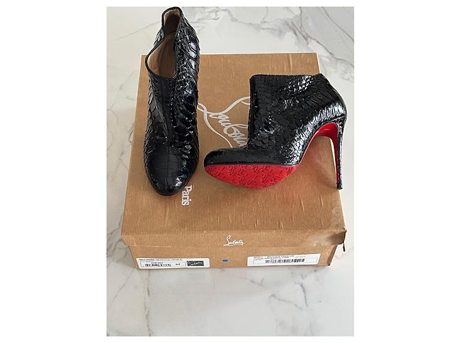 Christian Louboutin Schwarze Pythonleder-Ankle Boots von Louboutin - Ansicht 3